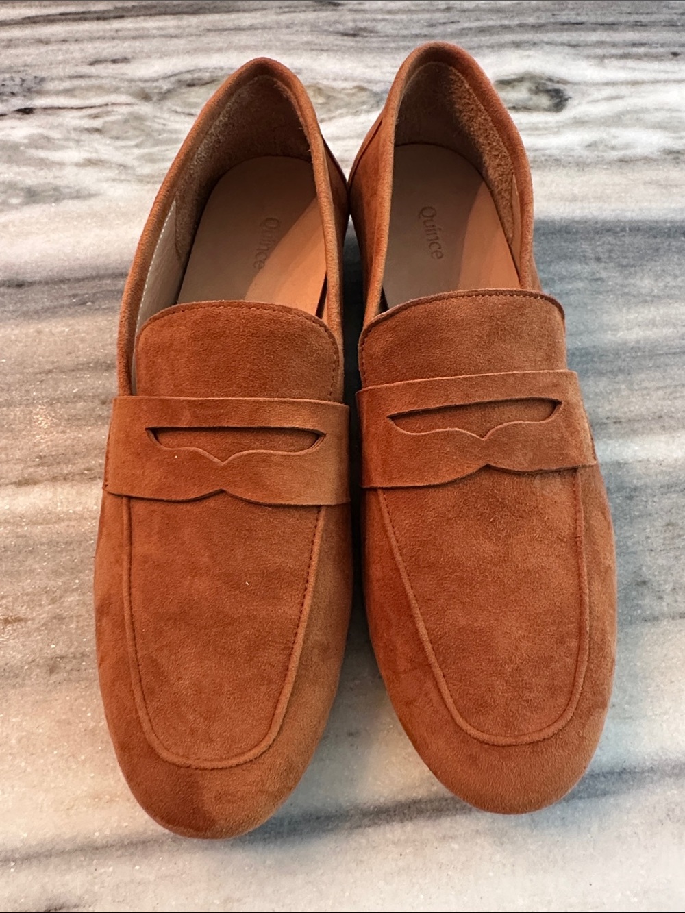 QUINCE ITALIAN SUEDE PENNY LOAFERS-COGNAC COLOR